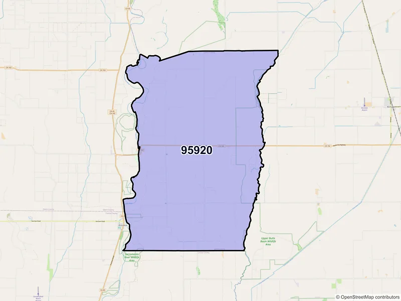Map of ZIP Code 95920 — Butte City, CA