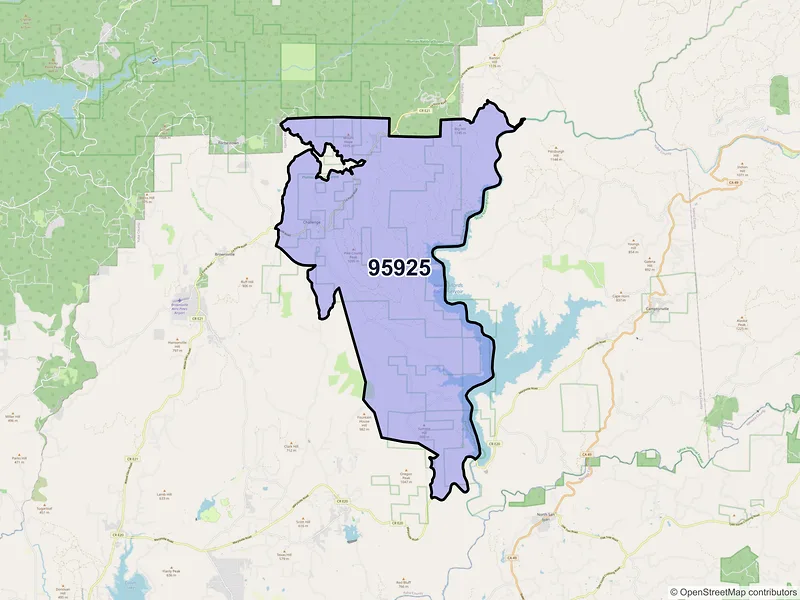 Map of ZIP Code 95925 — Challenge, CA