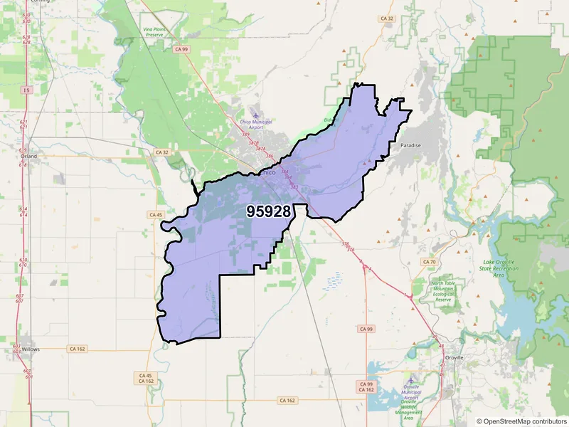 Map of ZIP Code 95928 — Chico, CA