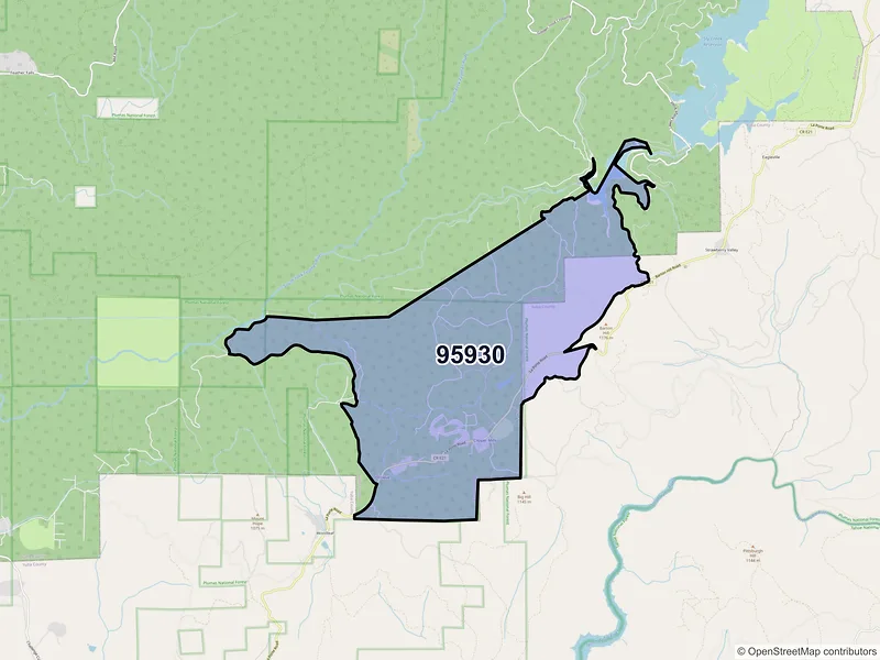 Map of ZIP Code 95930 — Clipper Mills, CA