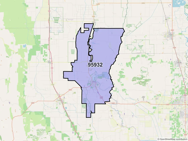 Map of ZIP Code 95932 — Colusa, CA