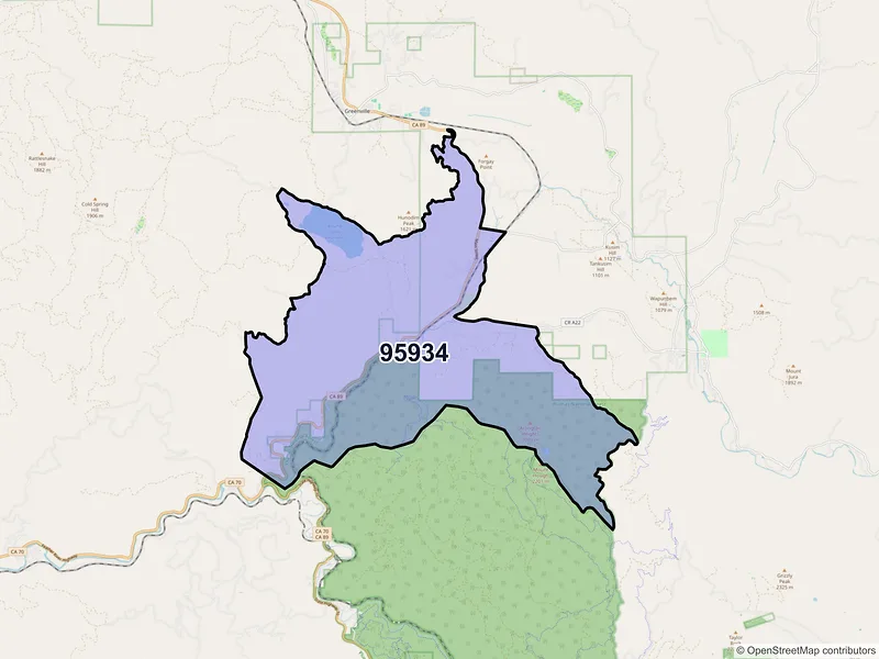 Map of ZIP Code 95934 — Crescent Mills, CA