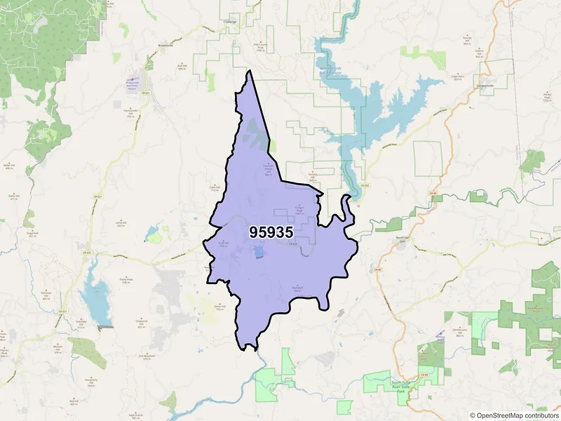 Map of ZIP Code 95935 — Dobbins, CA