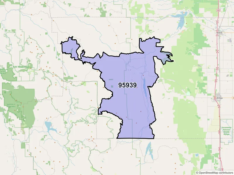 Map of ZIP Code 95939 — Elk Creek, CA
