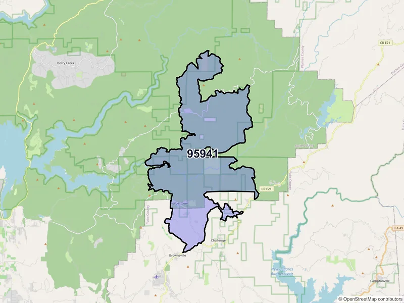 Map of ZIP Code 95941 — Forbestown, CA