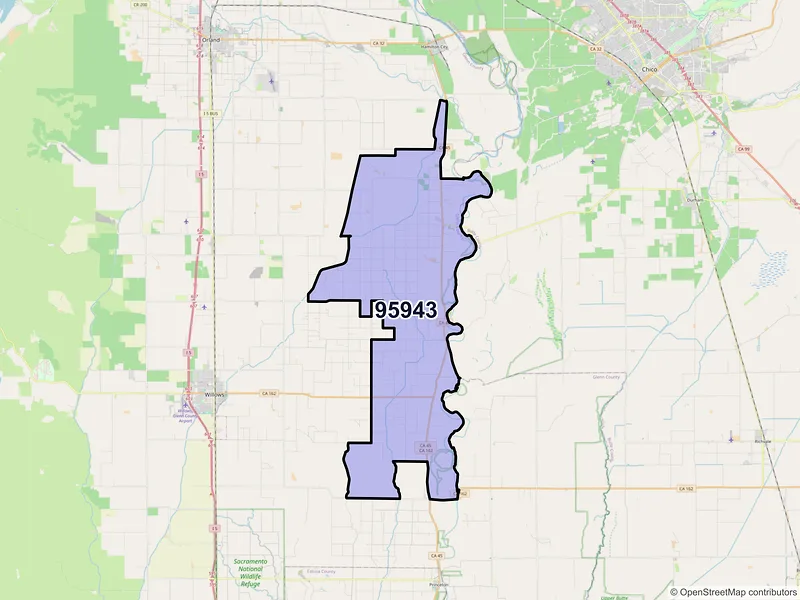 Map of ZIP Code 95943 — Glenn, CA