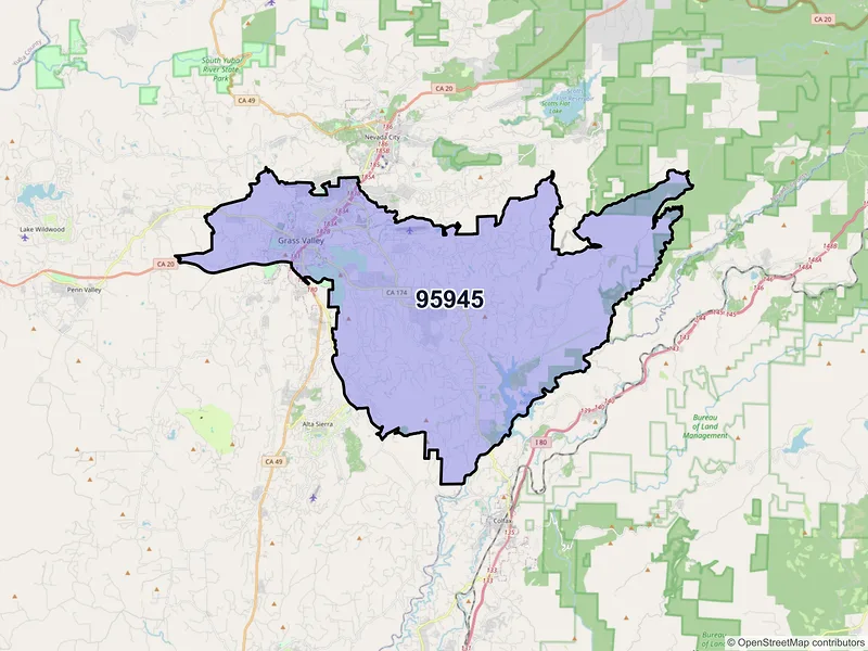 Map of ZIP Code 95945 — Grass Valley, CA