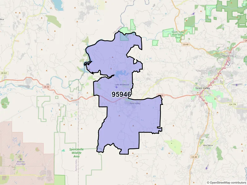 Map of ZIP Code 95946 — Penn Valley, CA