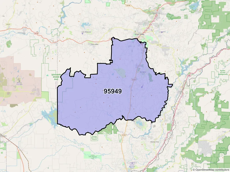 Map of ZIP Code 95949 — Grass Valley, CA
