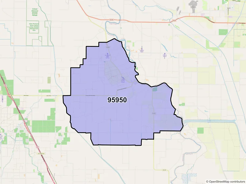 Map of Grimes, California and ZIP codes