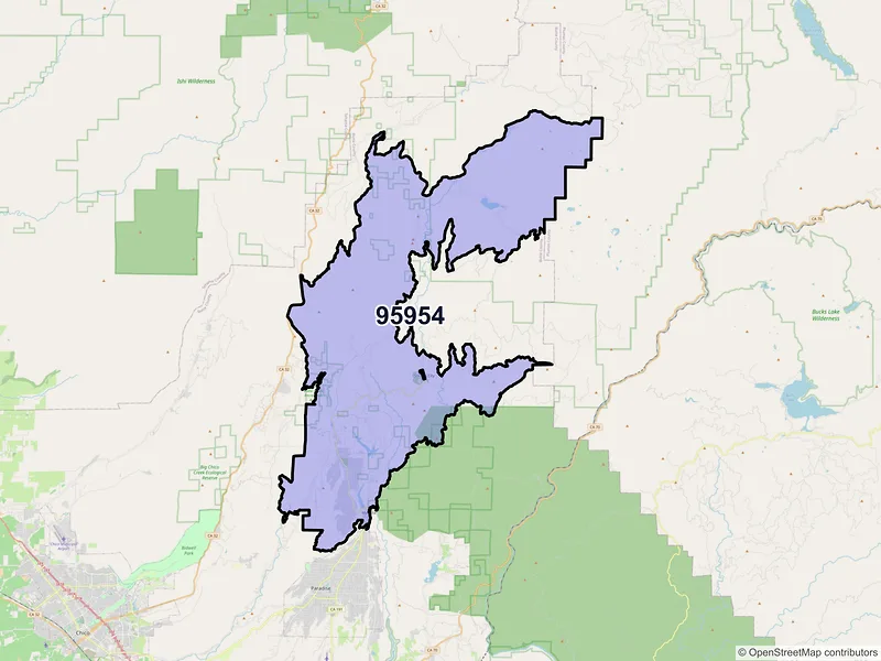 Map of ZIP Code 95954 — Magalia, CA