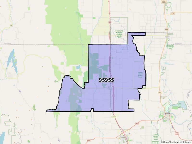 Map of Maxwell, California and ZIP codes