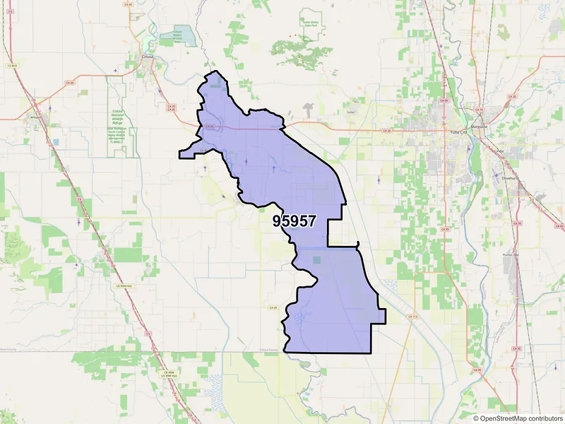 Map of ZIP Code 95957 — Meridian, CA