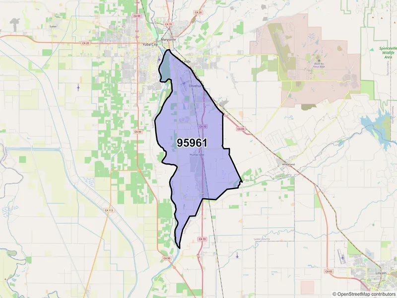Map of ZIP Code 95961 — Olivehurst, CA
