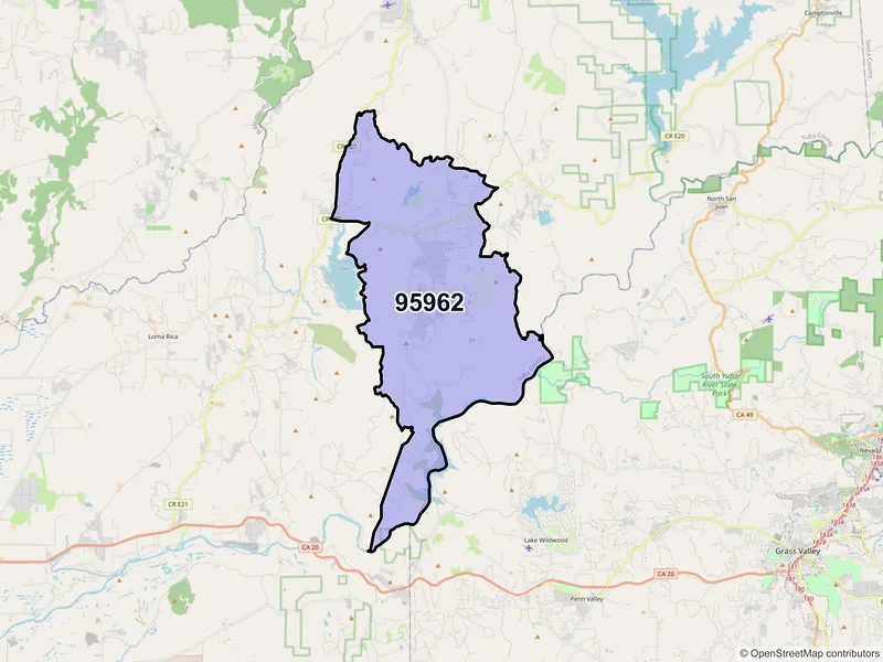 Map of ZIP Code 95962 — Oregon House, CA