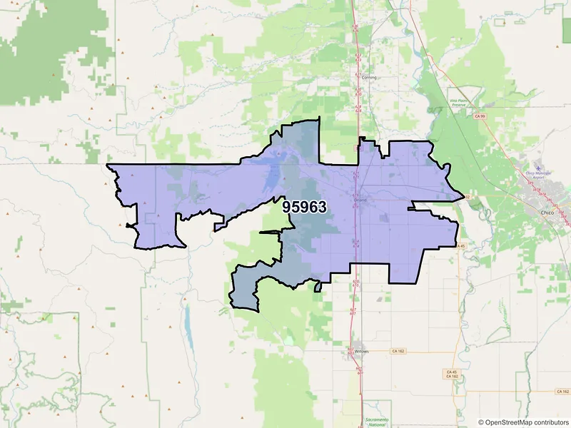 Map of ZIP Code 95963 — Orland, CA