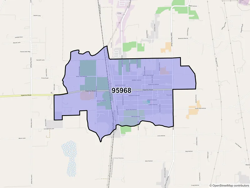 Map of ZIP Code 95968 — Palermo, CA