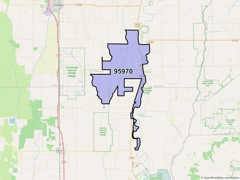 Map of ZIP Code 95970 — Princeton, CA