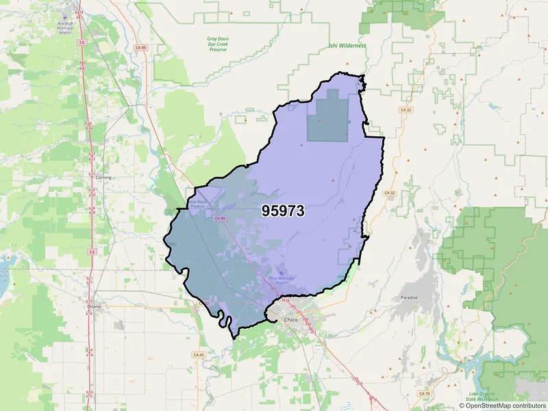Map of ZIP Code 95973 — Chico, CA