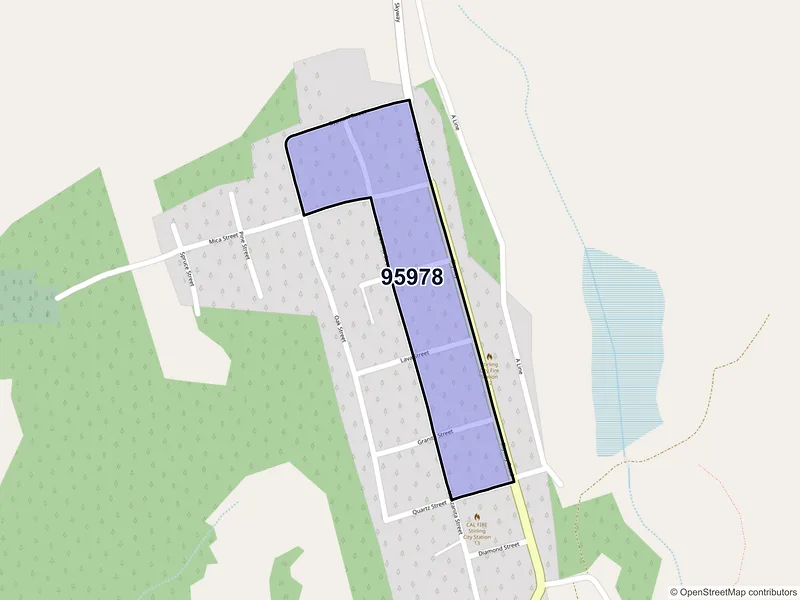 Map of Stirling City, California and ZIP codes