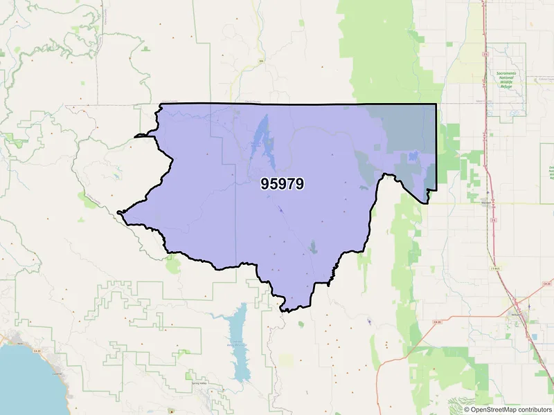 Map of ZIP Code 95979 — Stonyford, CA
