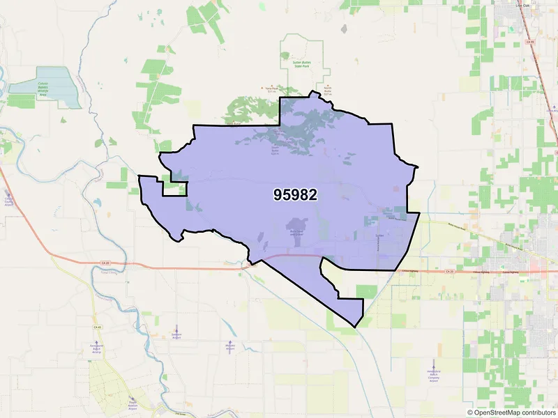 Map of ZIP Code 95982 — Sutter, CA