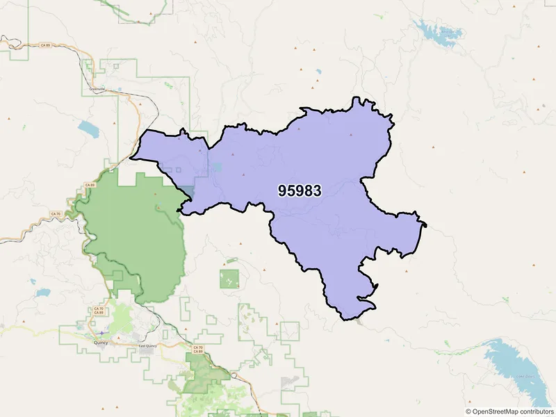 Map of ZIP Code 95983 — Taylorsville, CA