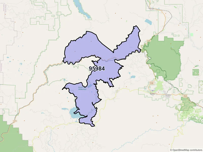 Map of Twain, California and ZIP codes