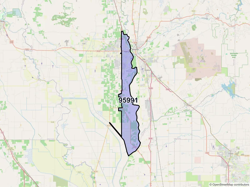 Map of ZIP Code 95991 — Yuba City, CA