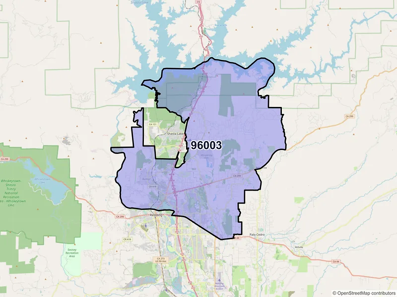 Map of ZIP Code 96003 — Redding, CA