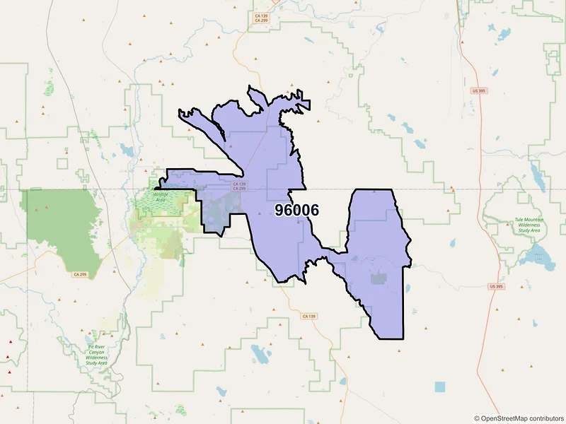 Map of ZIP Code 96006 — Adin, CA