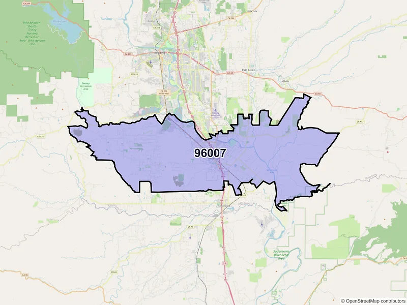 Map of ZIP Code 96007 — Anderson, CA