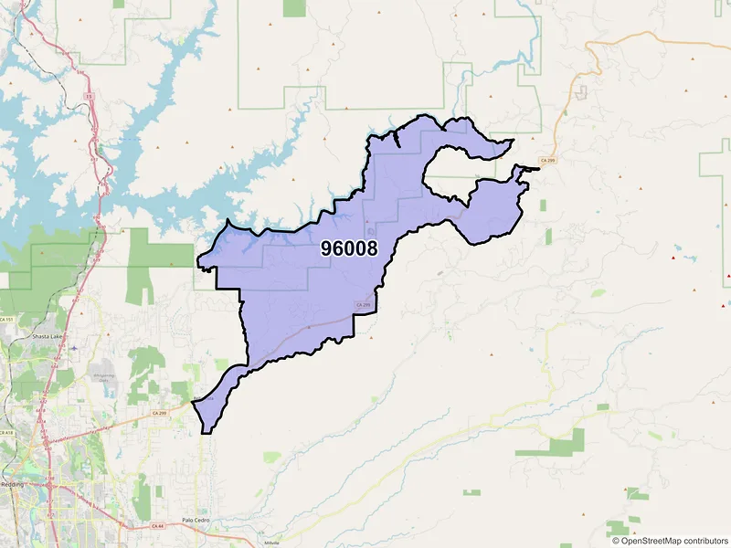 Map of ZIP Code 96008 — Bella Vista, CA