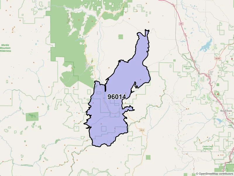 Map of ZIP Code 96014 — Callahan, CA