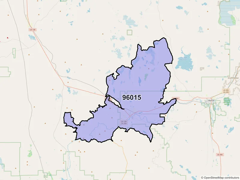 Map of ZIP Code 96015 — Canby, CA