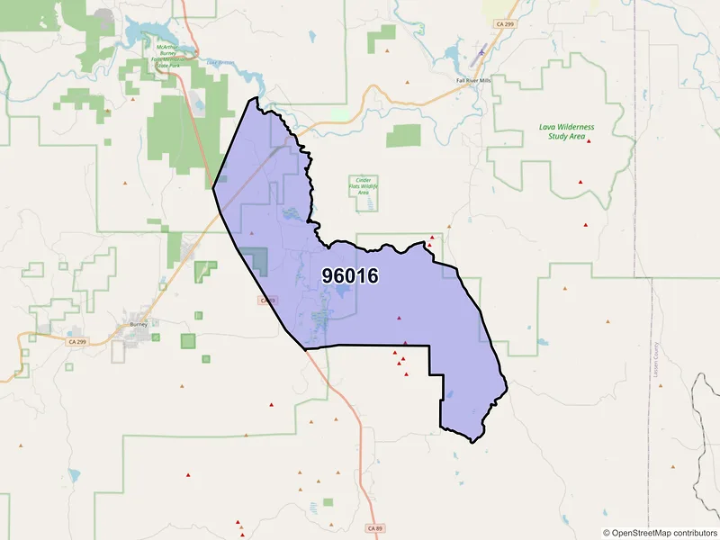 Map of ZIP Code 96016 — Cassel, CA