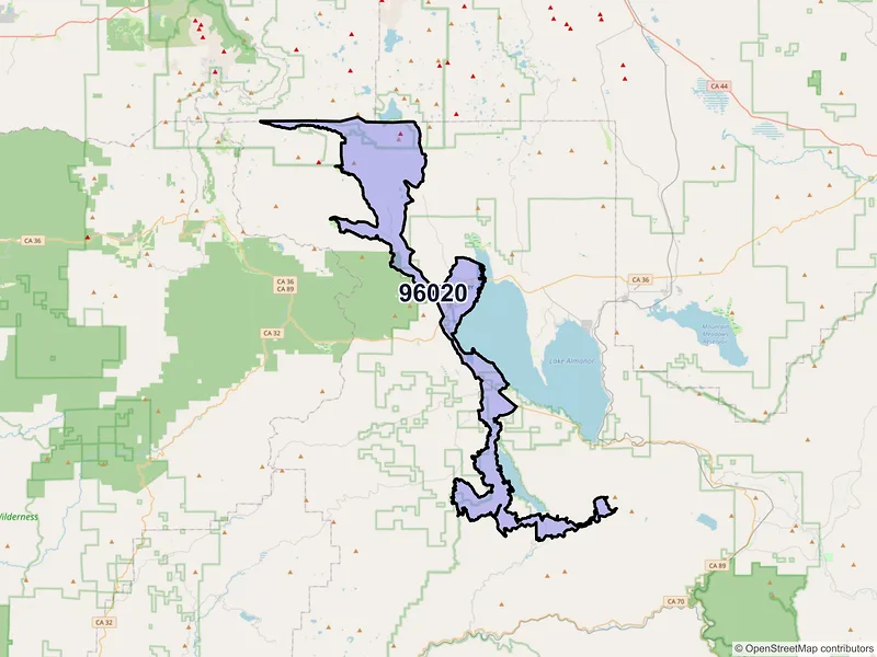 Map of ZIP Code 96020 — Chester, CA