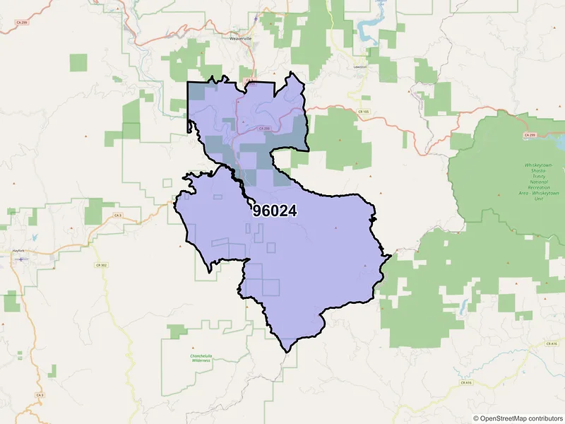 Map of ZIP Code 96024 — Douglas City, CA