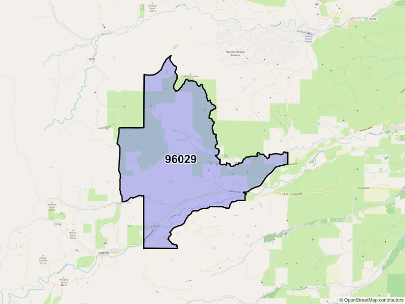 Map of Flournoy, California and ZIP codes