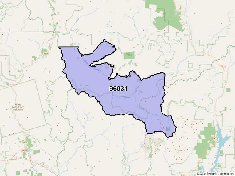 Map of ZIP Code 96031 — Forks of Salmon, CA