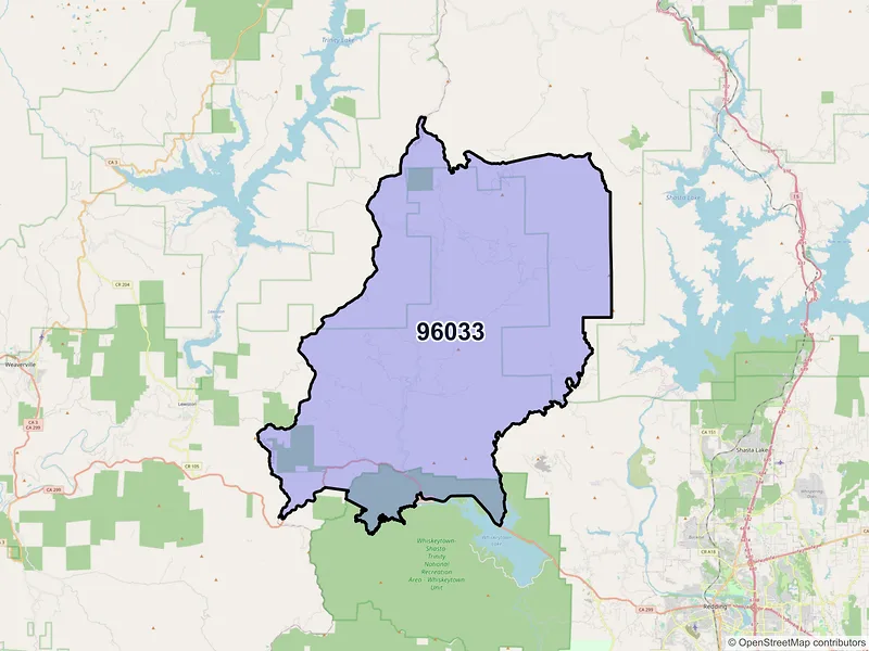 Map of French Gulch, California and ZIP codes