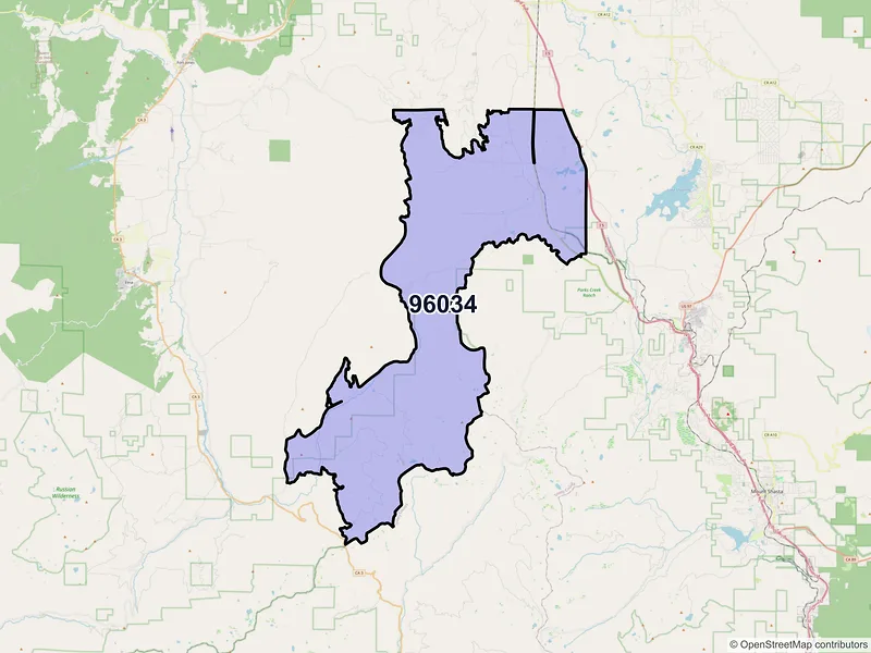 Map of ZIP Code 96034 — Gazelle, CA