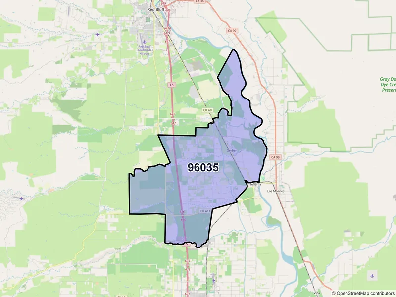 Map of ZIP Code 96035 — Gerber, CA
