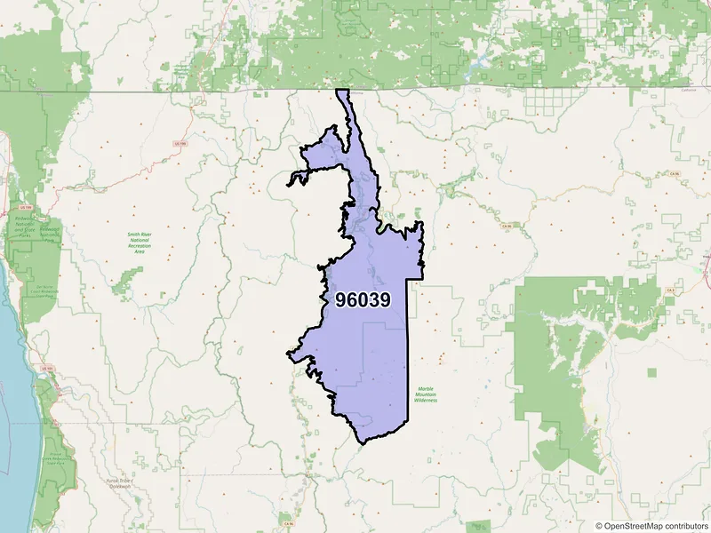 Map of ZIP Code 96039 — Happy Camp, CA
