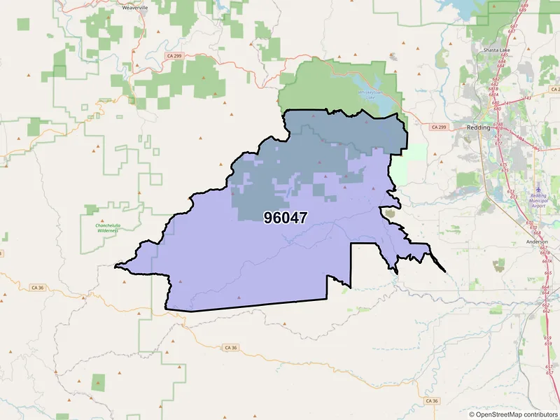 Map of ZIP Code 96047 — Igo, CA