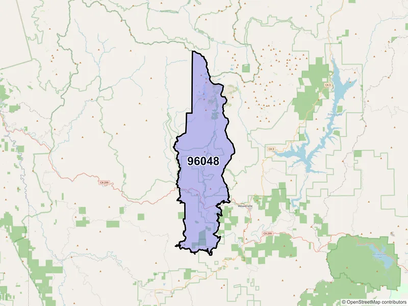Map of ZIP Code 96048 — Junction City, CA