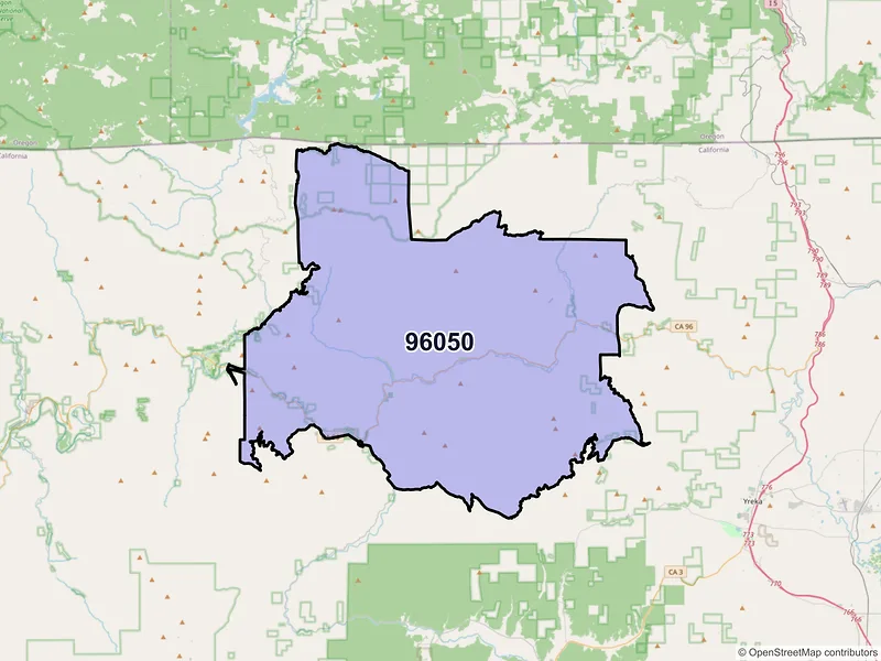 Map of ZIP Code 96050 — Klamath River, CA