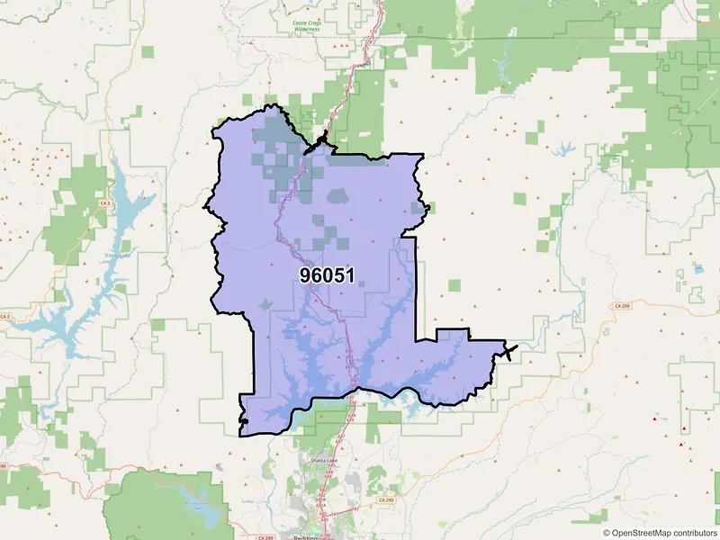 Map of ZIP Code 96051 — Lakehead, CA