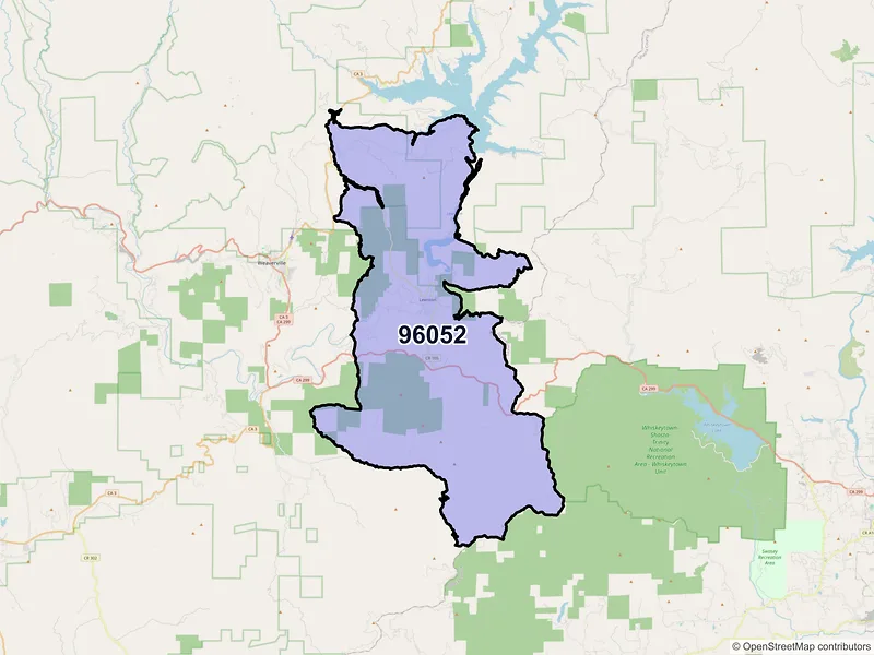 Map of ZIP Code 96052 — Lewiston, CA