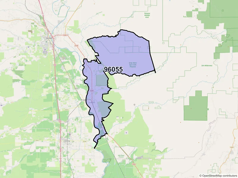 Map of ZIP Code 96055 — Los Molinos, CA